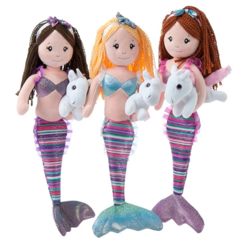 17" Plush Boho Mermaids with Unicorn - Assorted