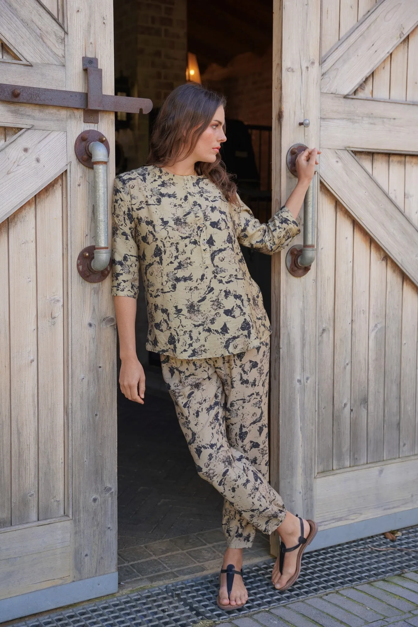 Abstract Print Kaftan Top