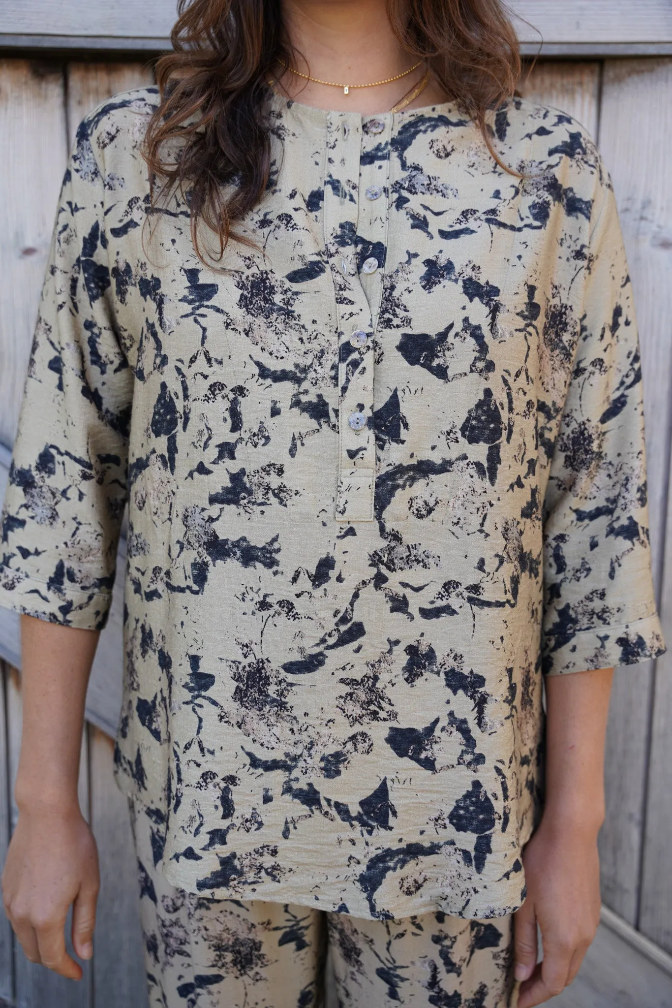 Abstract Print Kaftan Top