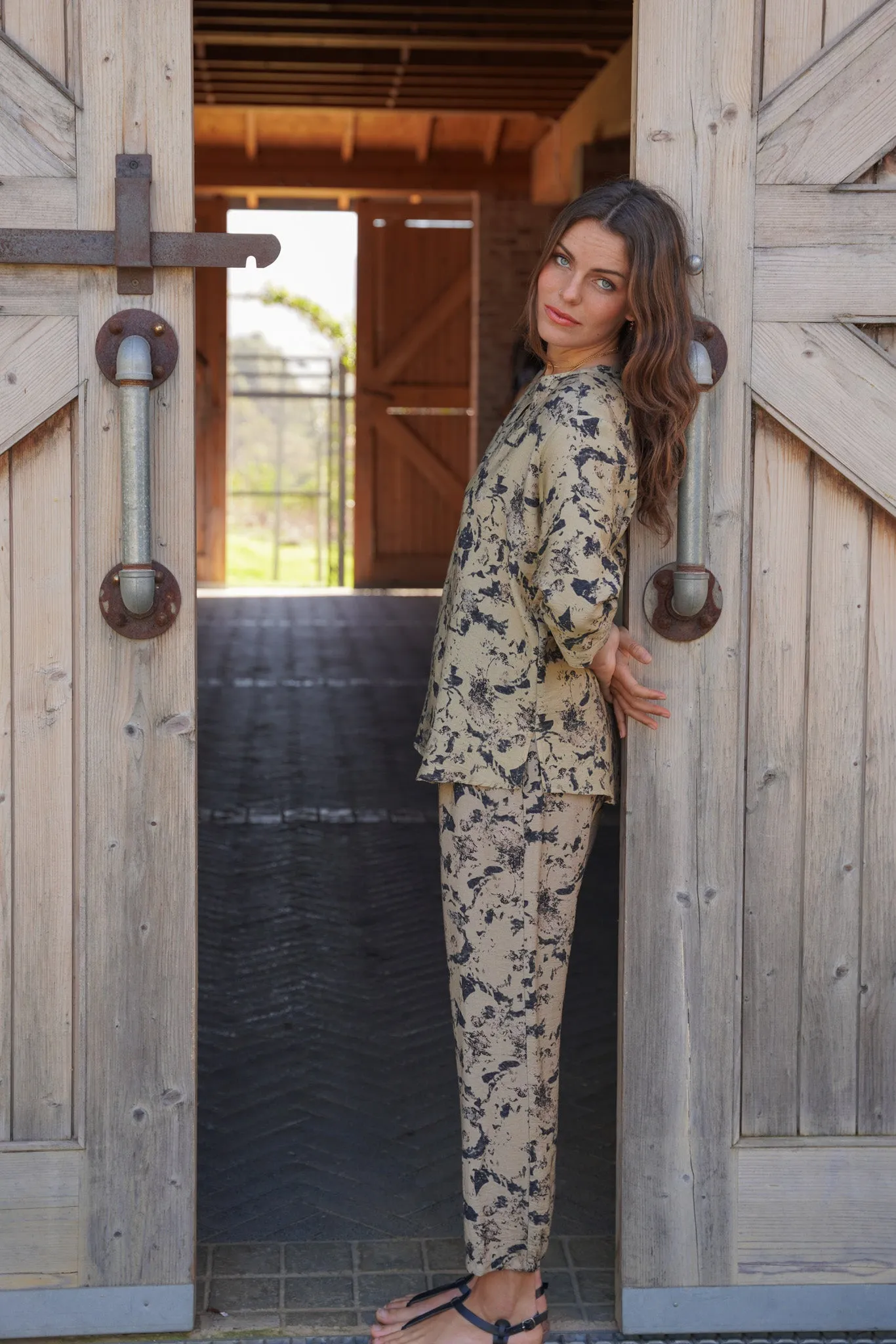 Abstract Print Kaftan Top
