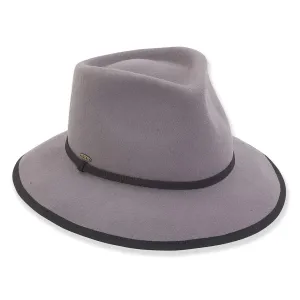 Adora® Wool Hat - Grey Wool Felt Fedora with Black Trim