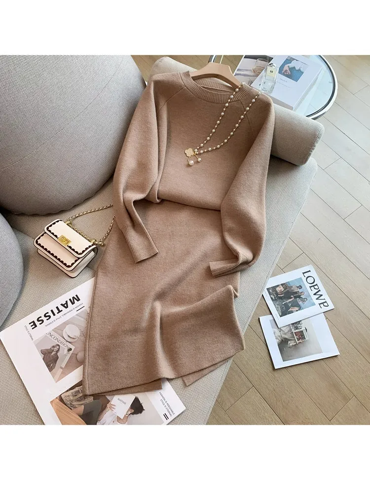 Autumn Winter Women's Knitted Skirt Suits 2-Piece Sets