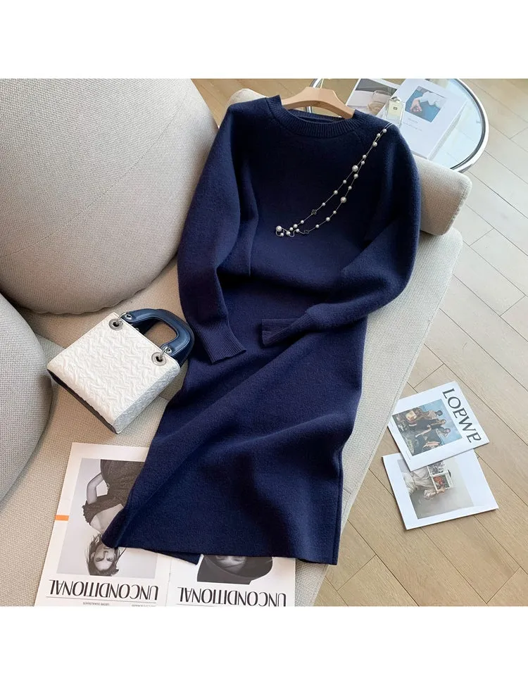 Autumn Winter Women's Knitted Skirt Suits 2-Piece Sets