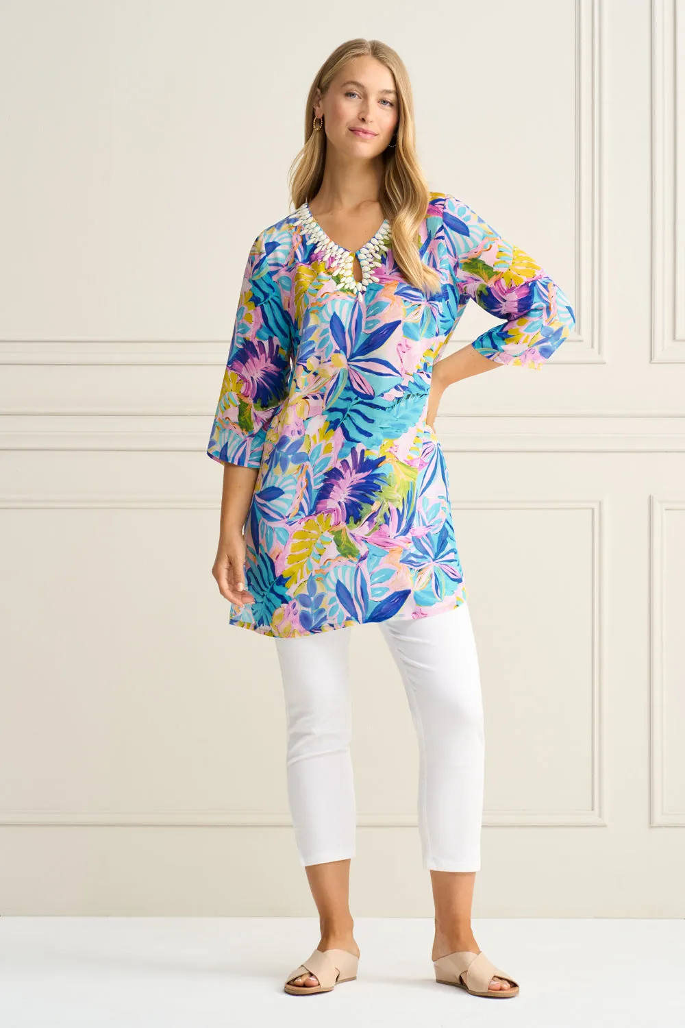 Beaded Silk Kaftan - Corsica Floral Print