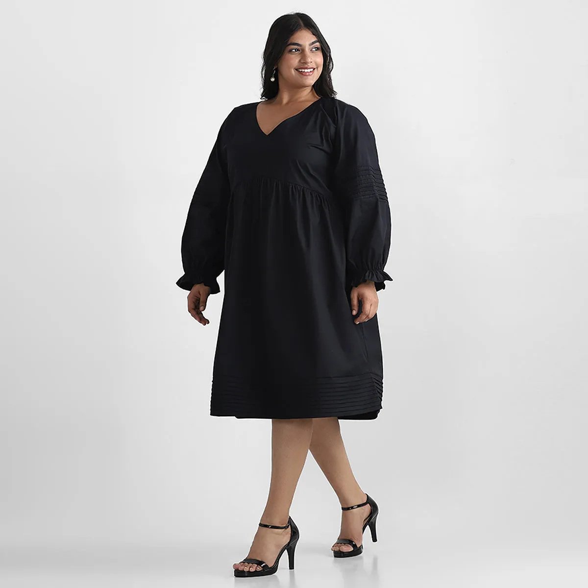 Black Cotton Plus Size Dress
