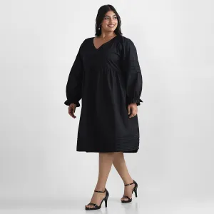 Black Cotton Plus Size Dress