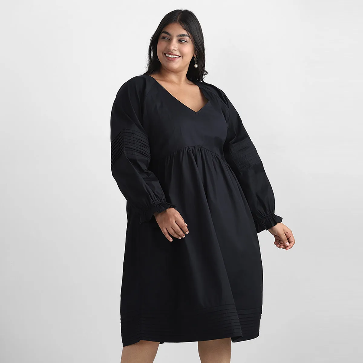 Black Cotton Plus Size Dress