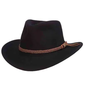 Black Crushable Wool Felt Outback Hats - Scala Hats