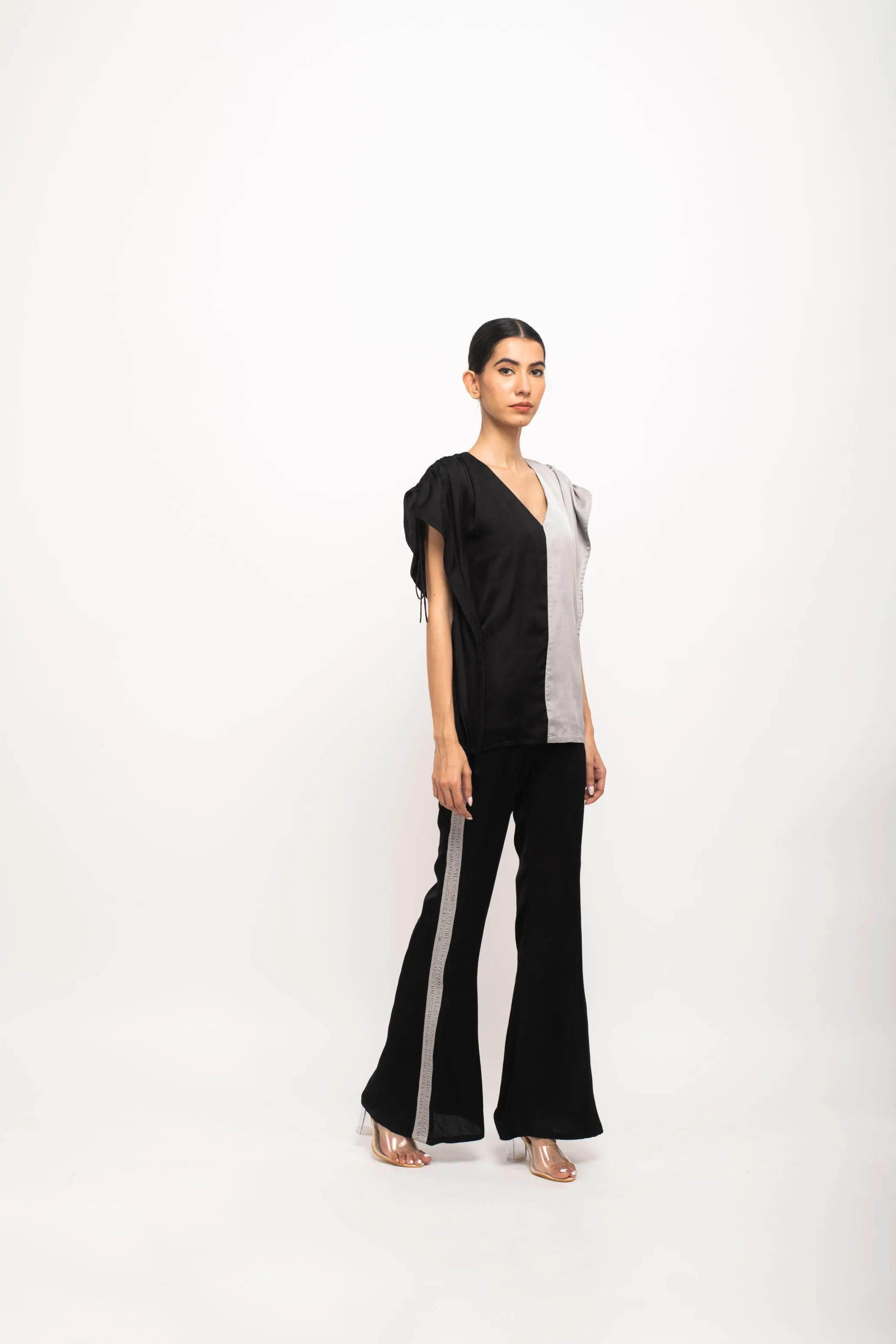 Black-Grey Kaftan Set