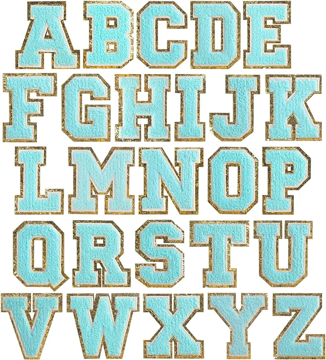 Blue Self Adhesive Chenille Letters Patches