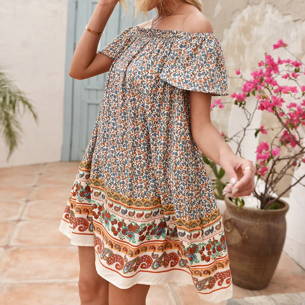 Boho Chic Off Shoulder Peasant Dress