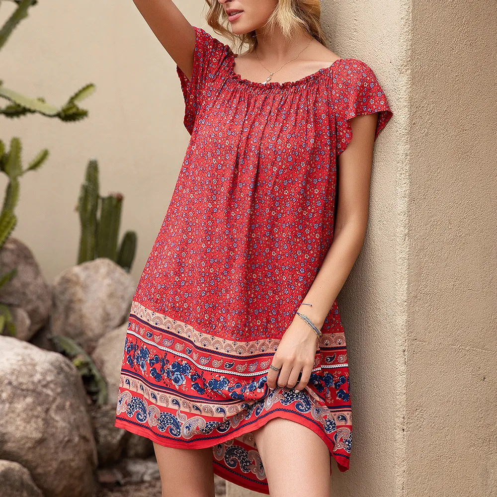 Boho Chic Off Shoulder Peasant Dress