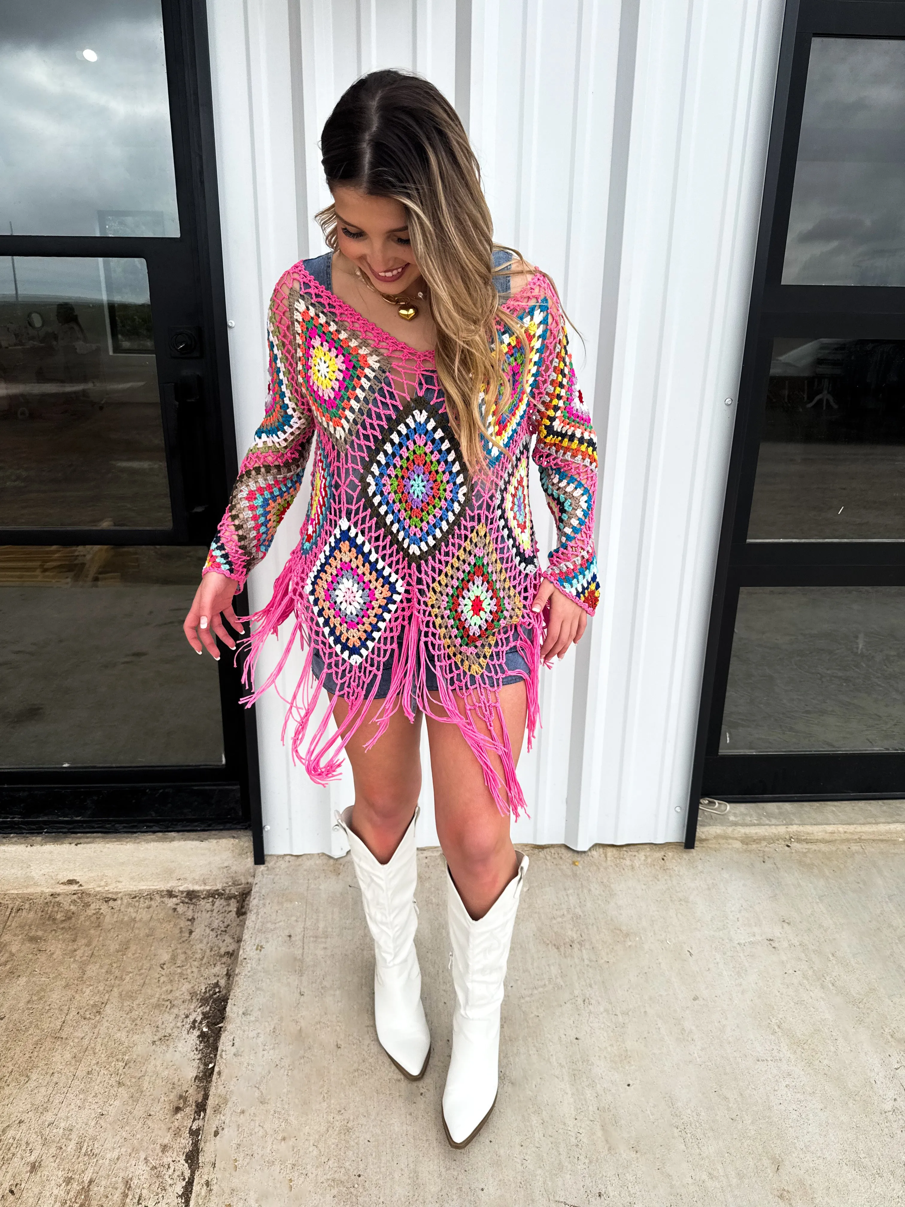 BOHO CROCHET KNIT TOPS