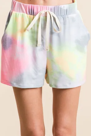 BP9001-49 | TIE DYE  CASUAL SHORTS WITH TWILL TAPE DRAWSTRING
