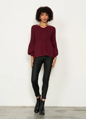Caju - CZ758 Half Rib Knit Top Shiraz