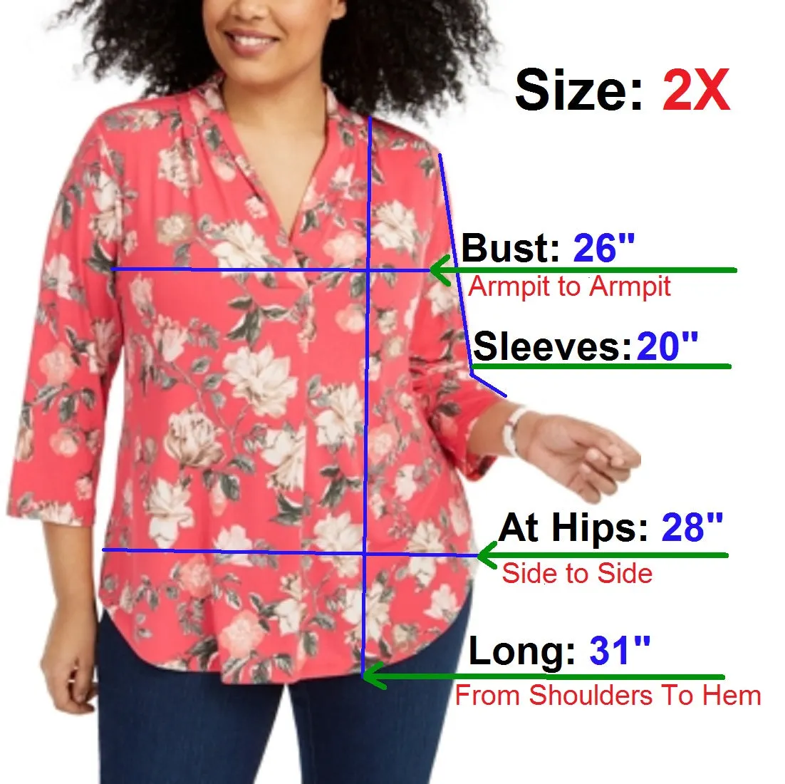 Charter Club Plus Size Floral-Print Pleated-Neck Top, 2X