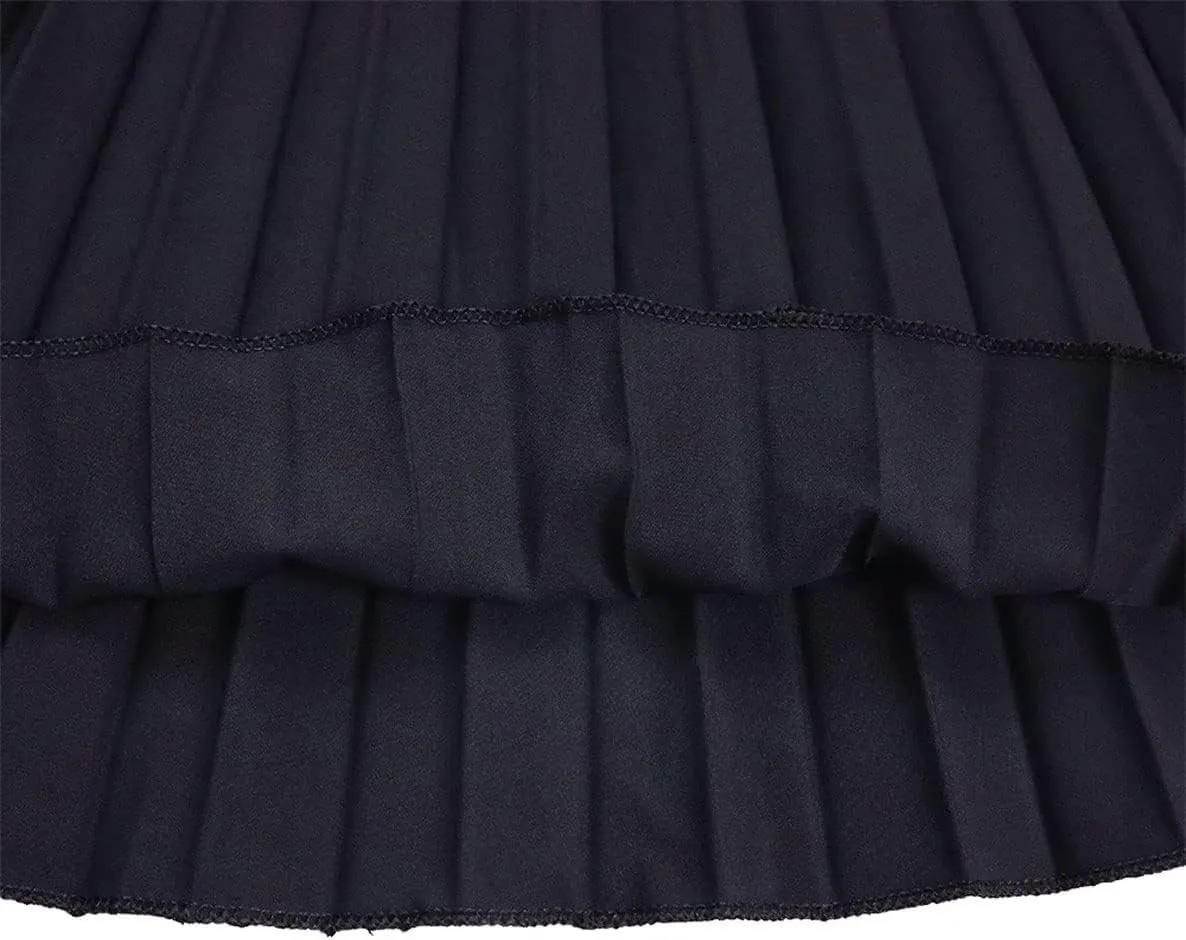 CHARTOU Women Elastic Waist Maxi Pleated Skirt Ruffle Long Skirt Club Party Flowy A Line Skirt with Belt