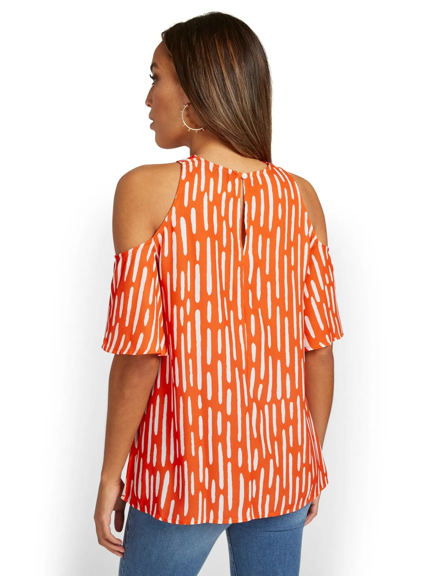 Cold-Shoulder Wrap Top