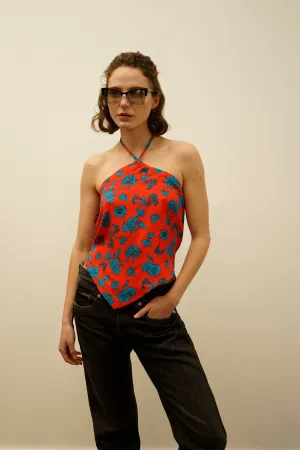 Day Asymmetrical Silk Halter Top