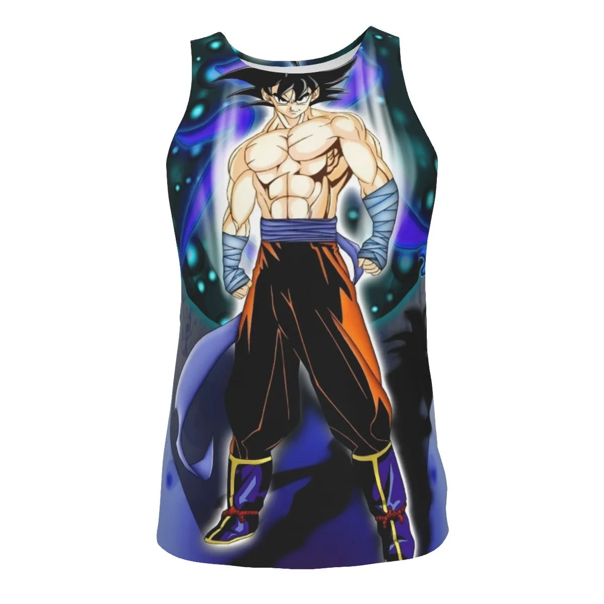 DBZ Goku Muscular Saiyan Vibrant Background Art Style Tank Top