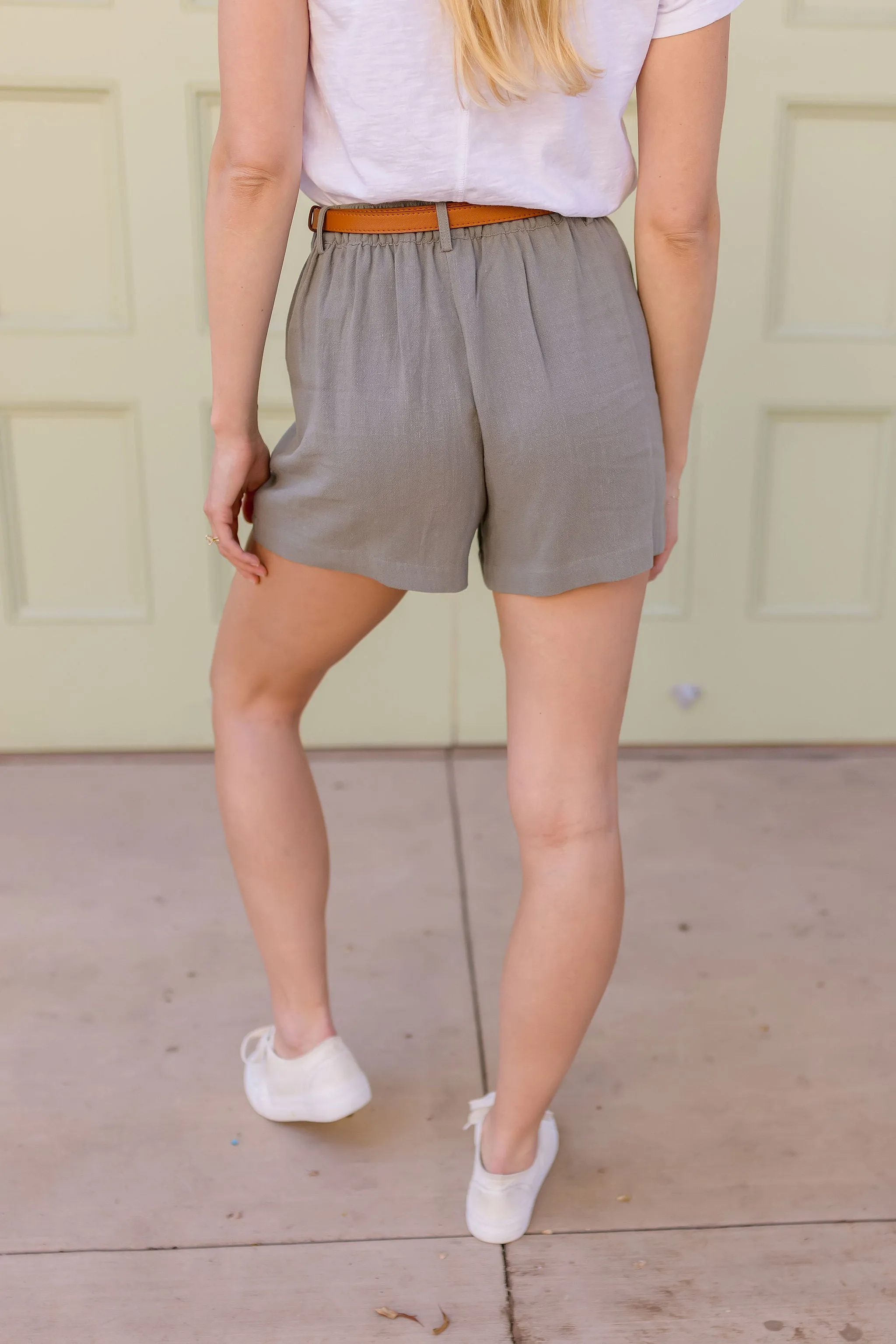 Dixie High Waist Linen Shorts Sage