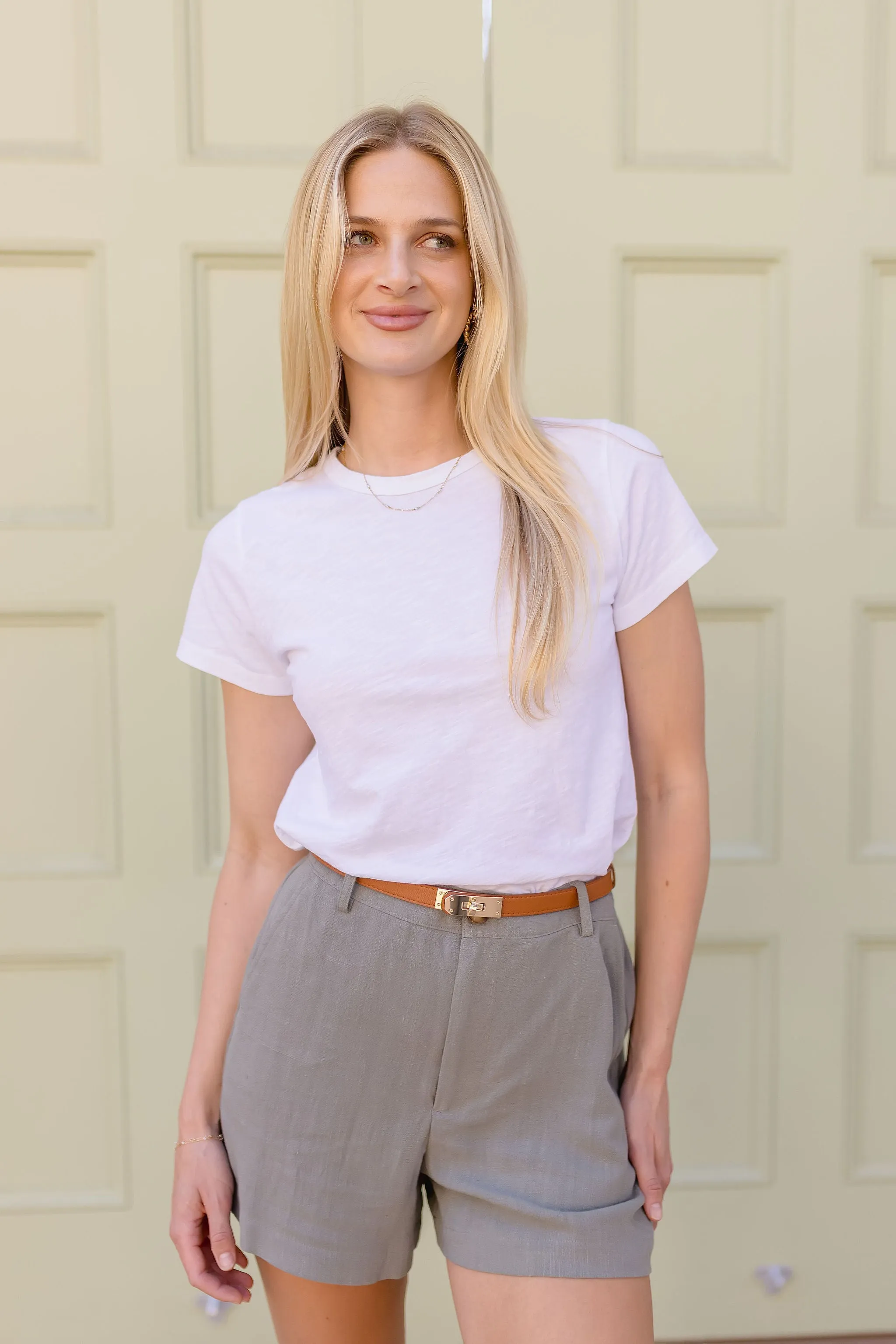 Dixie High Waist Linen Shorts Sage