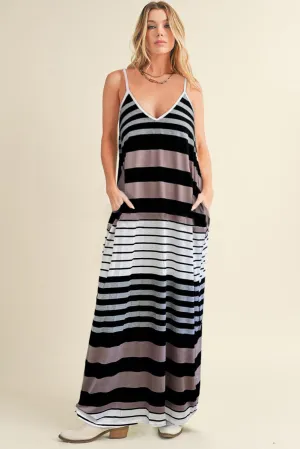 Easy Chic Pocketed Striped Cami Maxi Dress