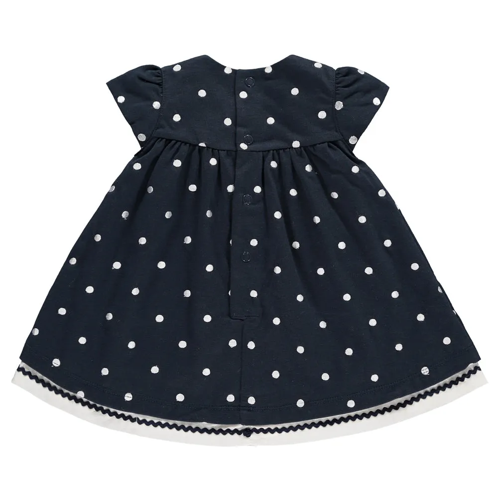 Emile et Rose Baby Girl Navy Spot Dress