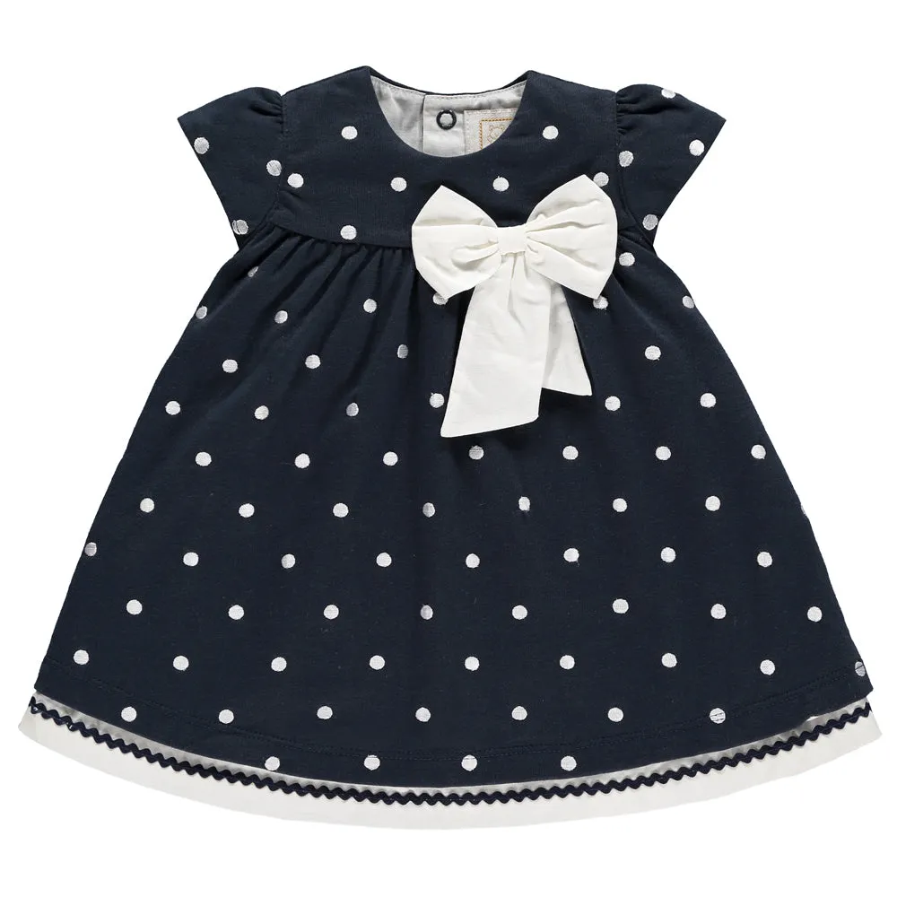Emile et Rose Baby Girl Navy Spot Dress