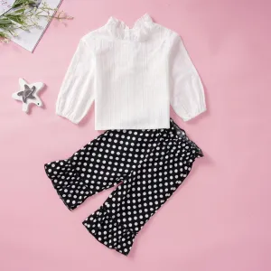 Girls Solid Tops&Printed Dots Pants Girl Boutique Clothing Wholesale