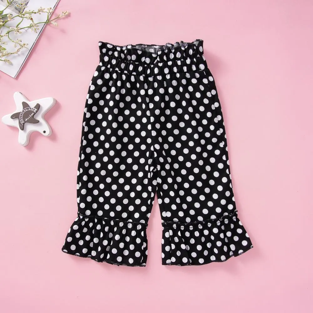 Girls Solid Tops&Printed Dots Pants Girl Boutique Clothing Wholesale