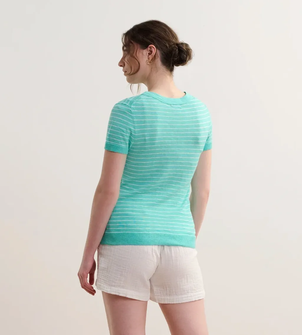Hatley Simone Knit Tee - Teal Stripes