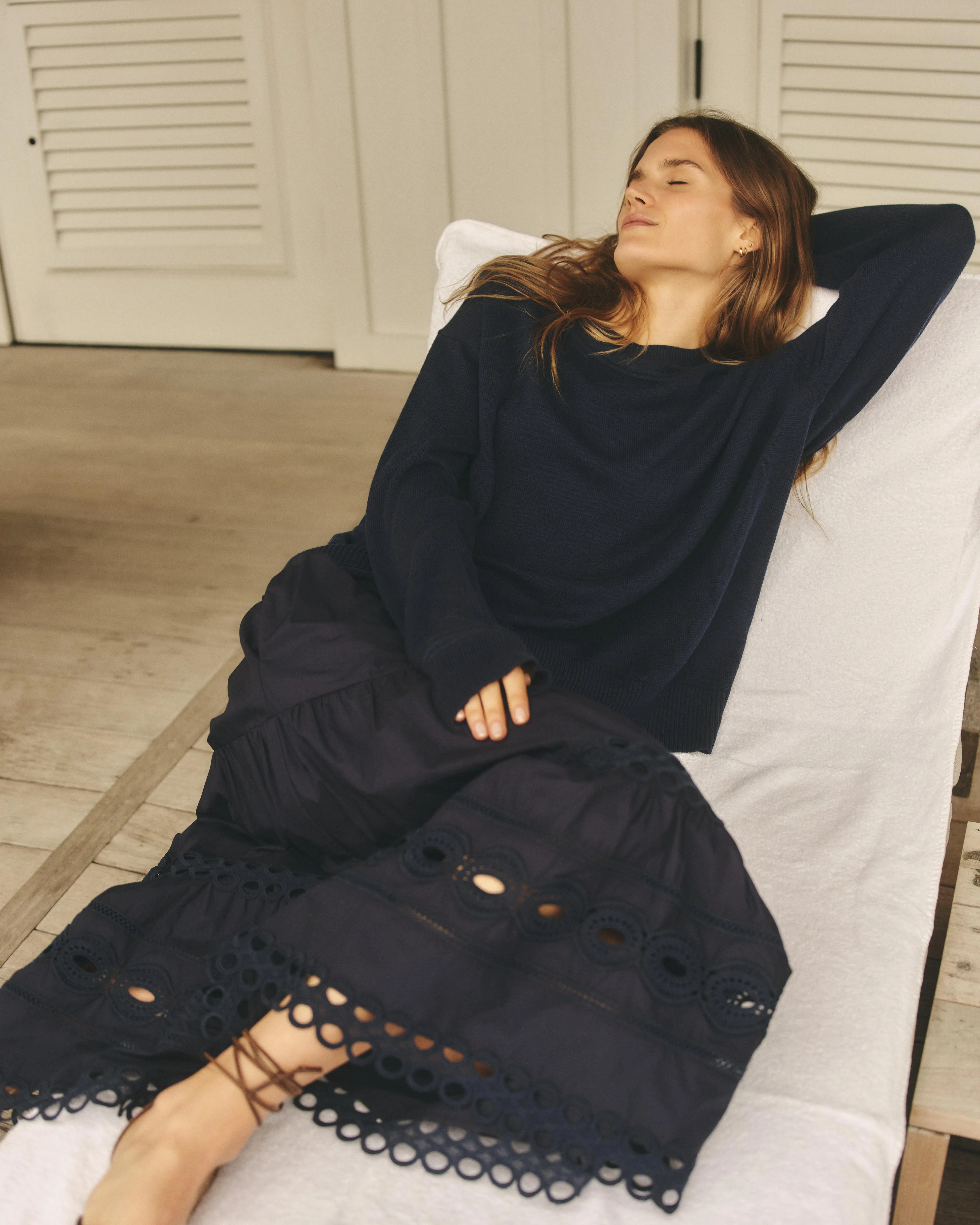 KYLIE MIDI SKIRT-MIDNIGHT BLUE
