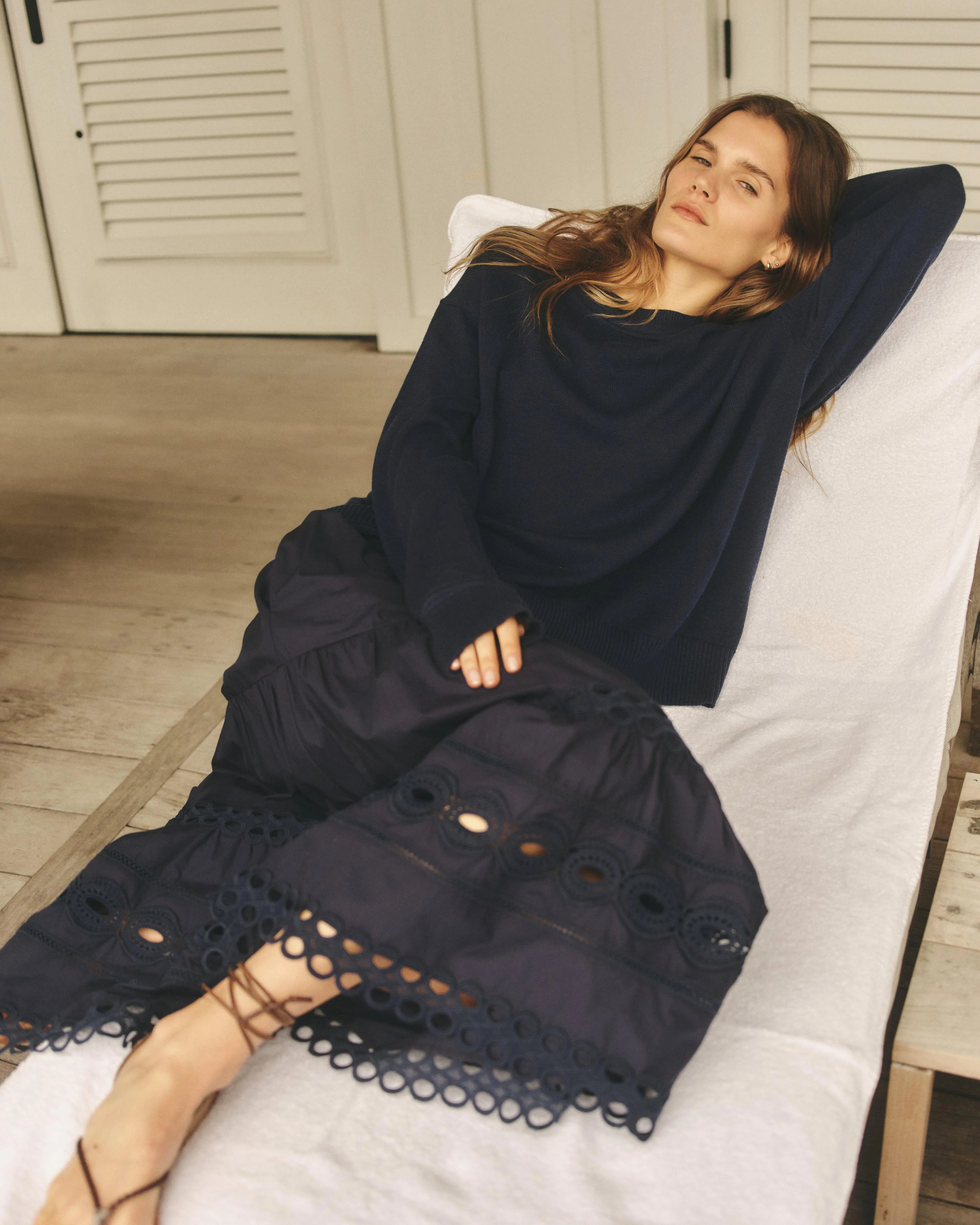 KYLIE MIDI SKIRT-MIDNIGHT BLUE