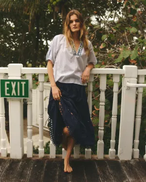 KYLIE MIDI SKIRT-MIDNIGHT BLUE