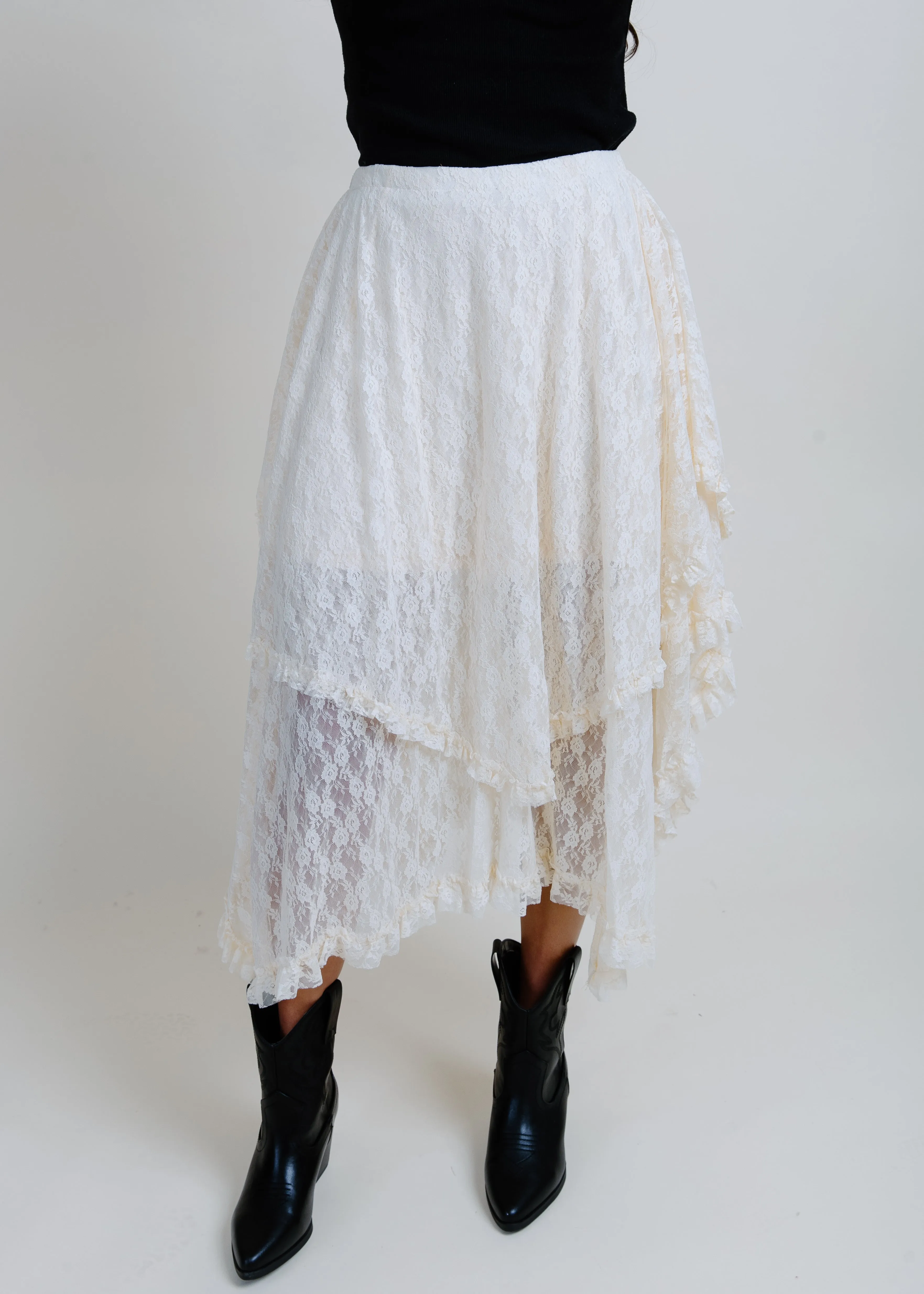 Lainey Lace Midi Skirt - Ecru