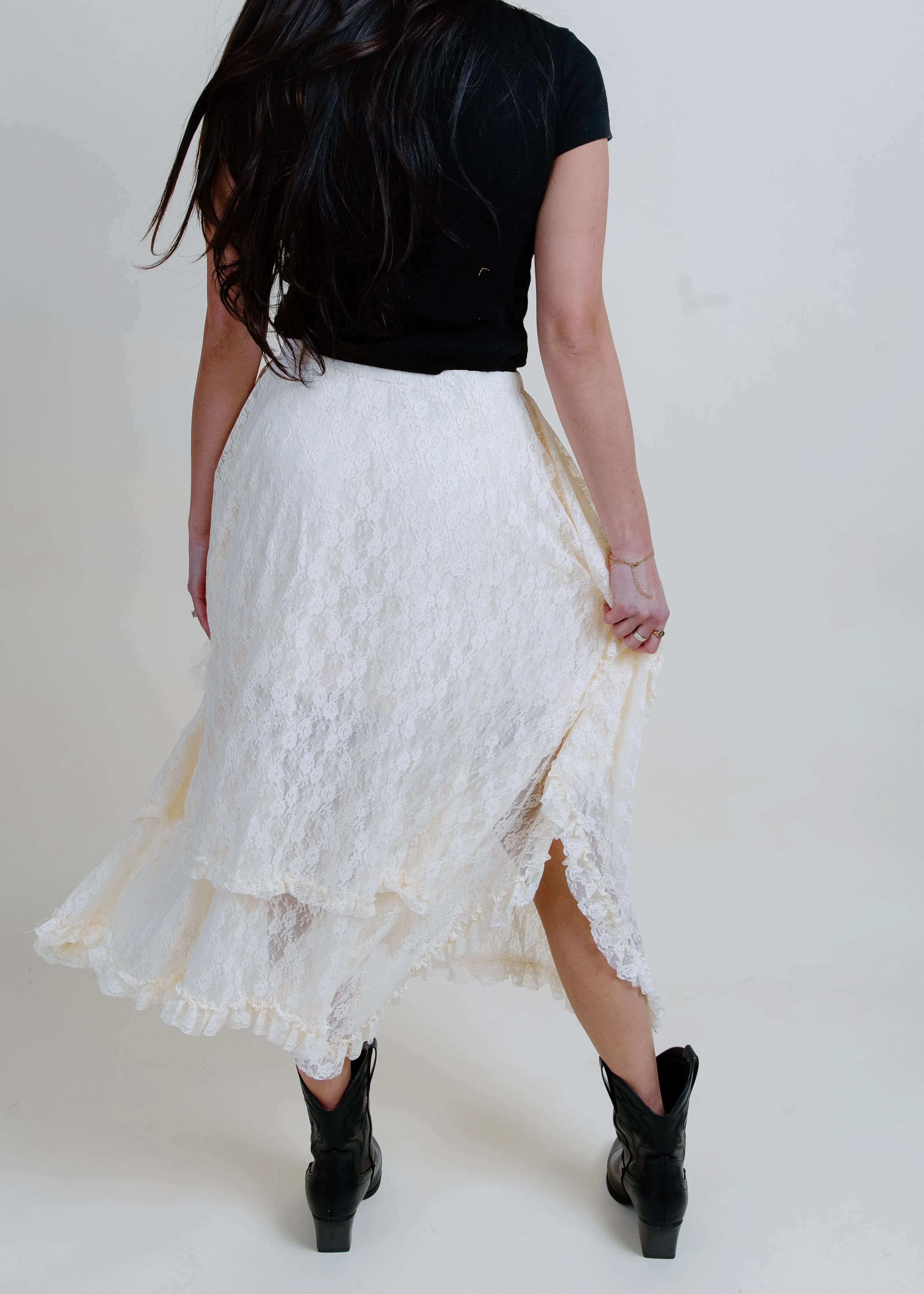 Lainey Lace Midi Skirt - Ecru