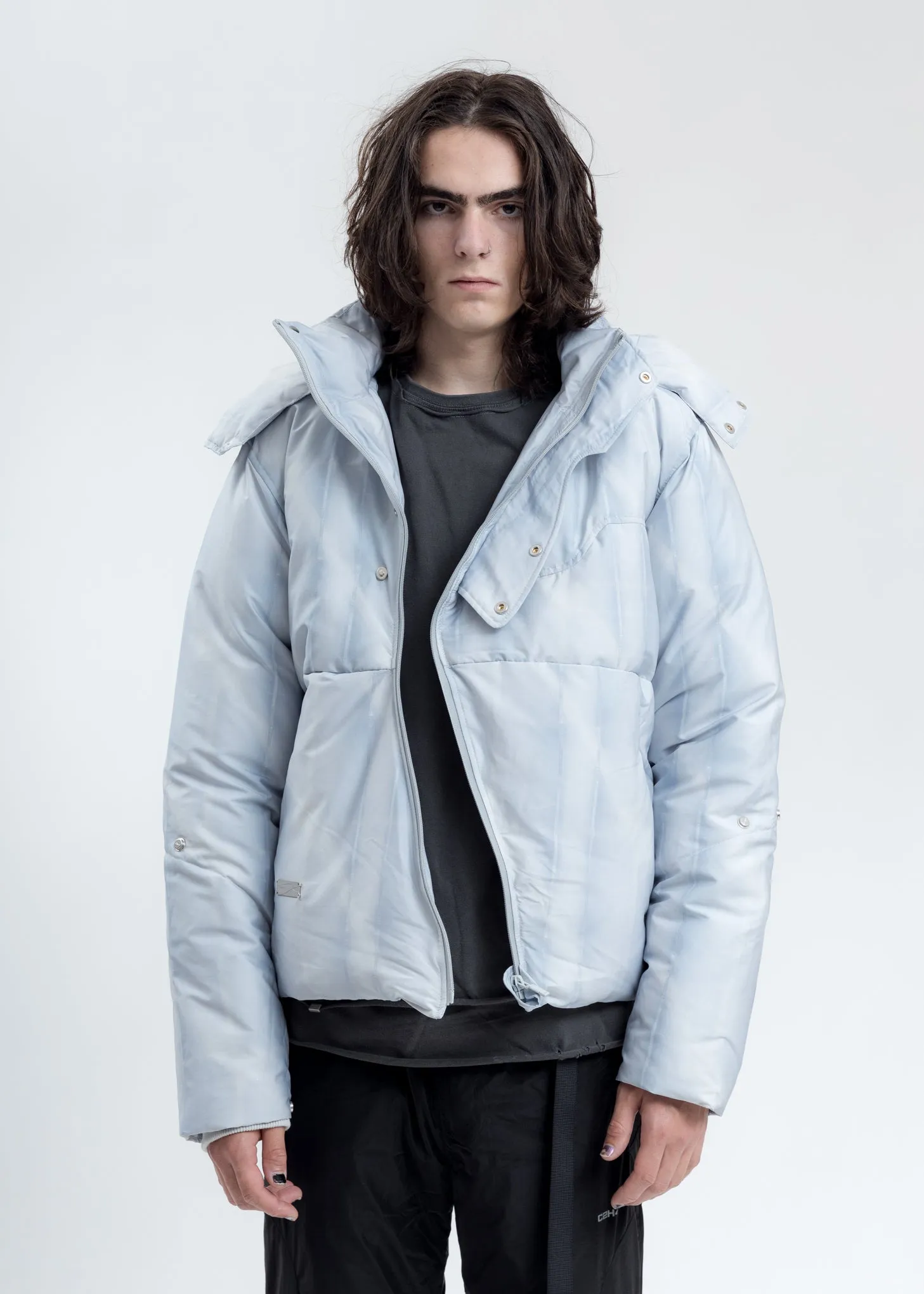Light Grey Arc Sculpture Puffer Jacket