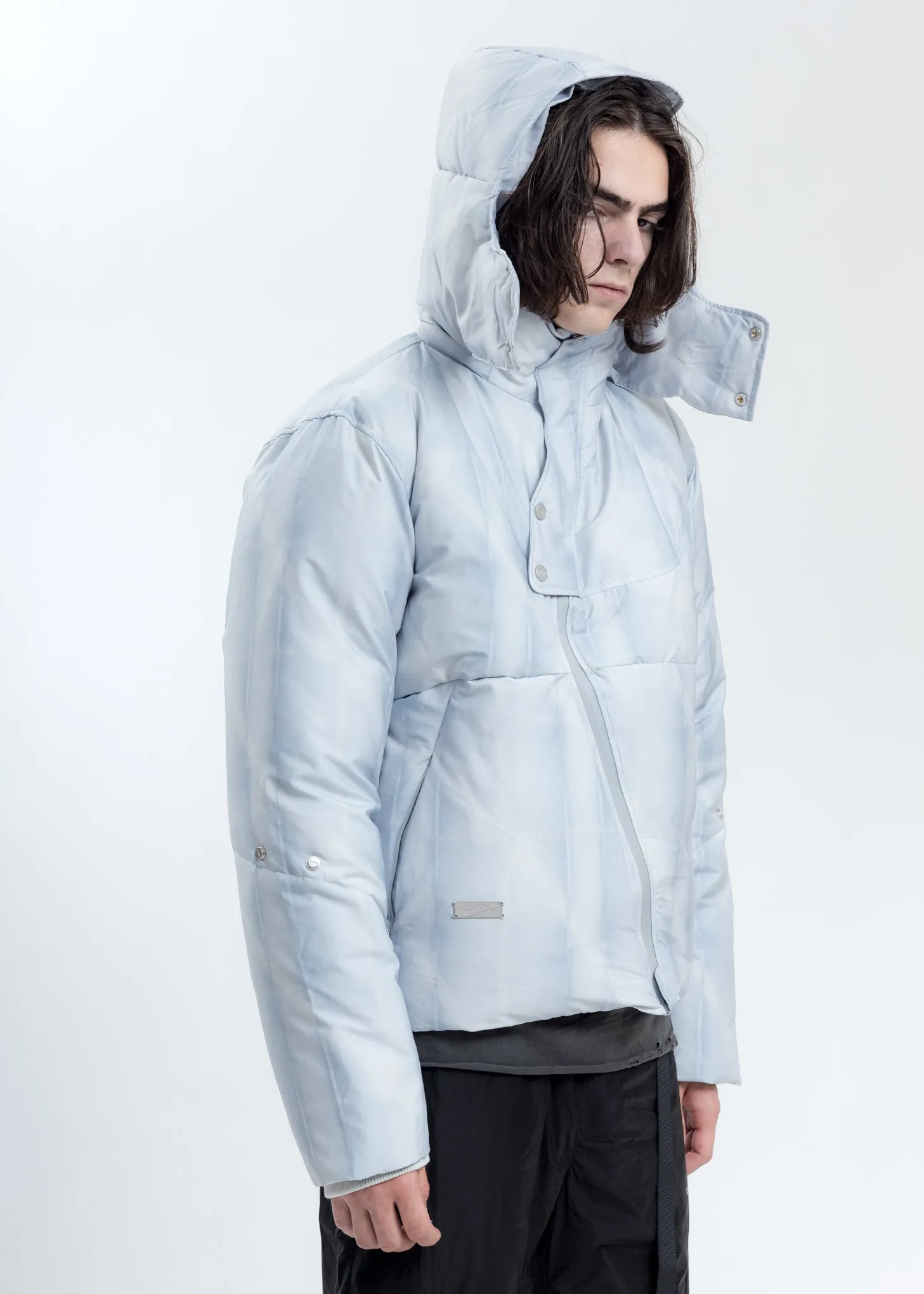 Light Grey Arc Sculpture Puffer Jacket