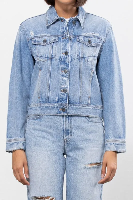 Light Wash Fitted Trucker Jacket