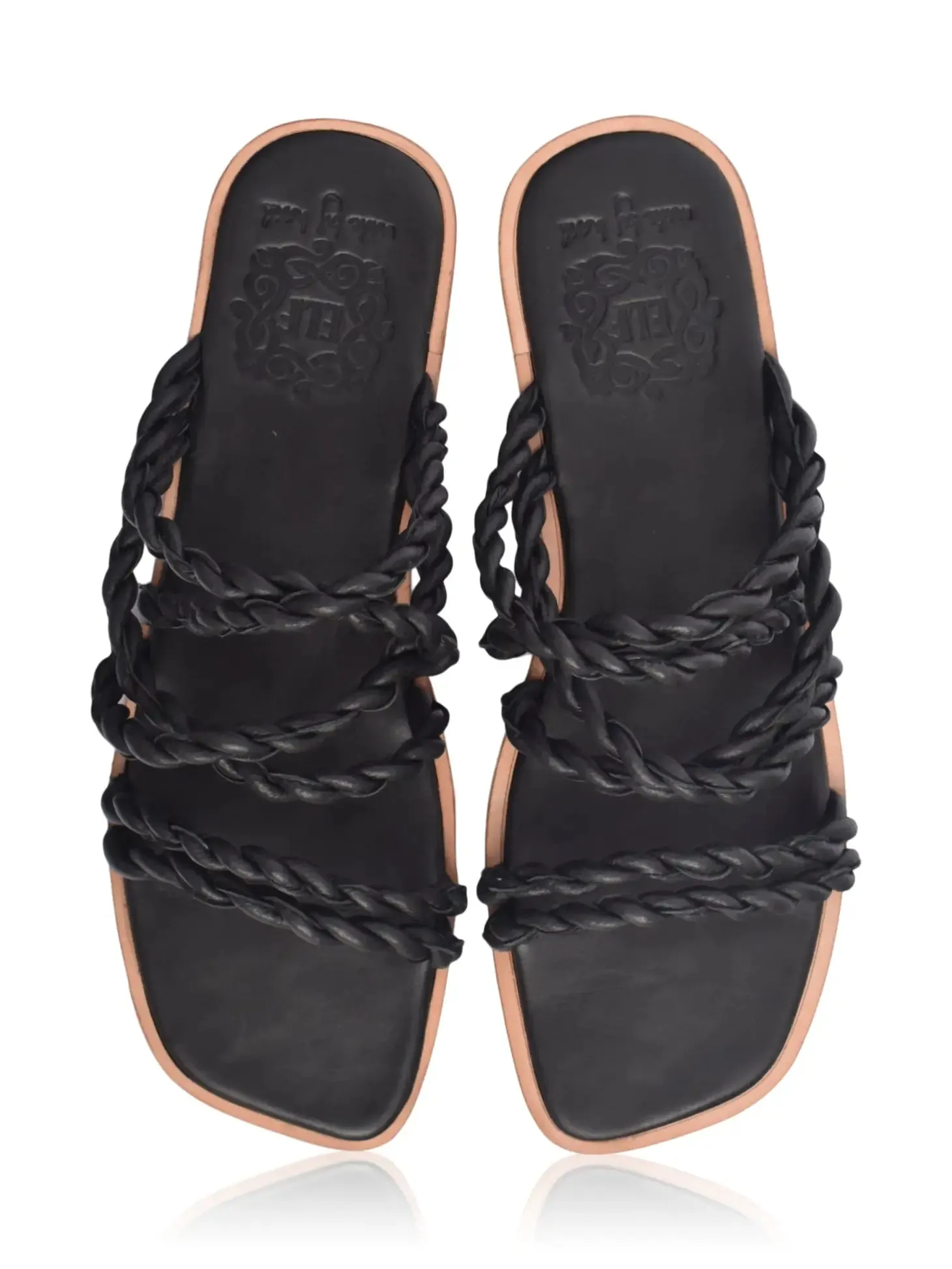 Marli Woven Leather Slides | Black