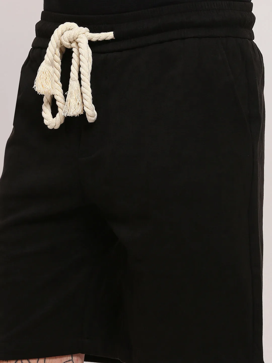 Men Black Relaxed Fit Cotton Shorts