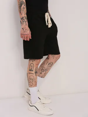 Men Black Relaxed Fit Cotton Shorts