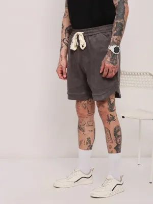 Men Grey Relaxed Fit Cotton Shorts