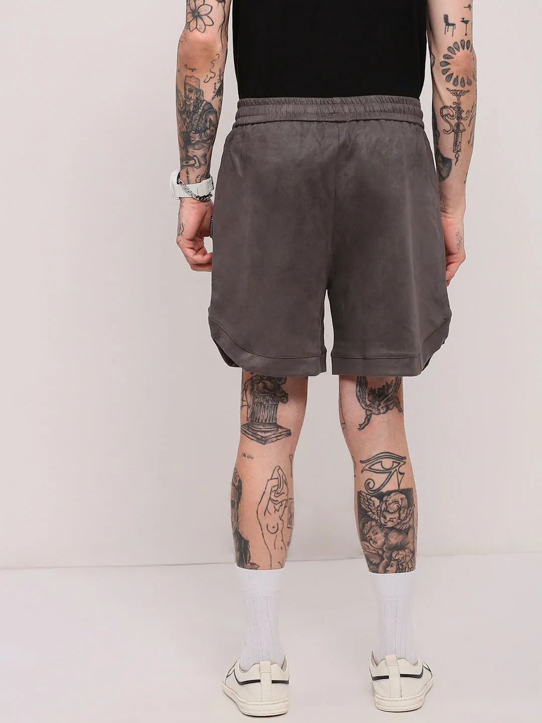 Men Grey Relaxed Fit Cotton Shorts