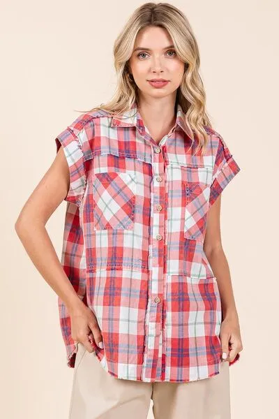 Mineral Wash Plaid Button Down Shirt
