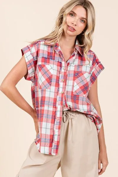 Mineral Wash Plaid Button Down Shirt