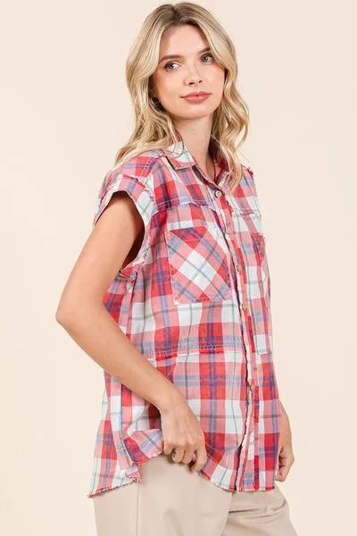 Mineral Wash Plaid Button Down Shirt