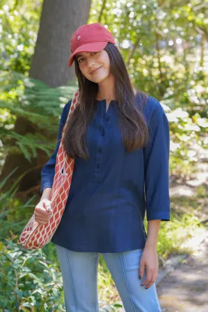 Navy Kaftan Top