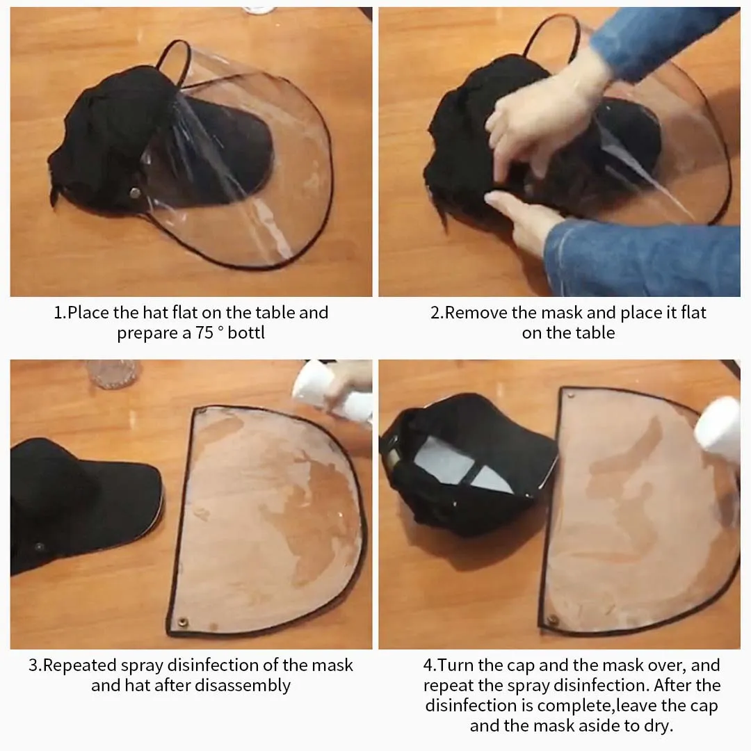 Outdoor Protection Hat Premium Anti-Fog Pollution Dust Saliva Face Shield Cap - Black